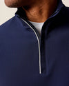 Hoppin Ribbed Knit Performance 1/4 Zip Pullover in Navy by Johnnie-O