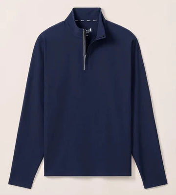 Hoppin Ribbed Knit Performance 1/4 Zip Pullover in Navy by Johnnie-O