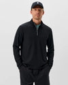 Hoppin Ribbed Knit Performance 1/4 Zip Pullover in Black by Johnnie-O
