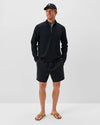 Hoppin Ribbed Knit Performance 1/4 Zip Pullover in Black by Johnnie-O