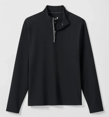 Hoppin Ribbed Knit Performance 1/4 Zip Pullover in Black by Johnnie-O