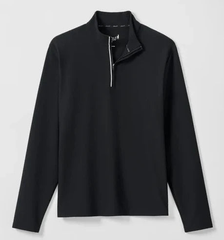 Hoppin Ribbed Knit Performance 1/4 Zip Pullover in Black by Johnnie-O