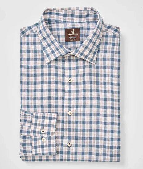Tad Pane Linen Blend Button Down Shirt in Wake by Johnnie-O