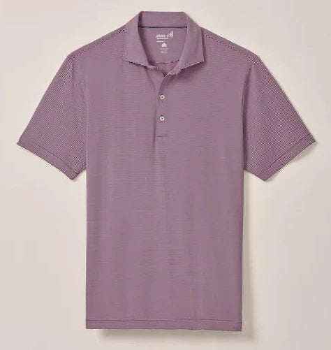 Lyndonn Stripe Performance Jersey Polo in Navy/Porto Pink by Johnnie-O