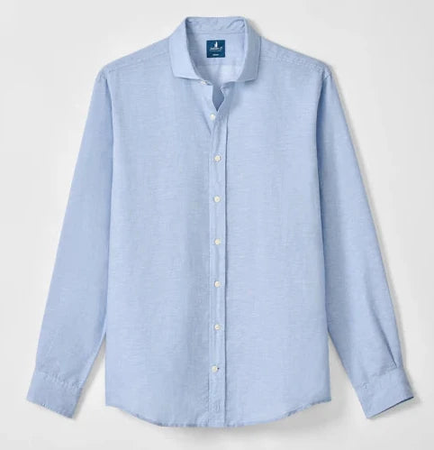 McCarthy Solid Linen Blend Button Down Shirt in Maliblu by Johnnie-O
