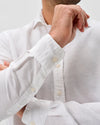 McCarthy Solid Linen Blend Button Down Shirt in White by Johnnie-O