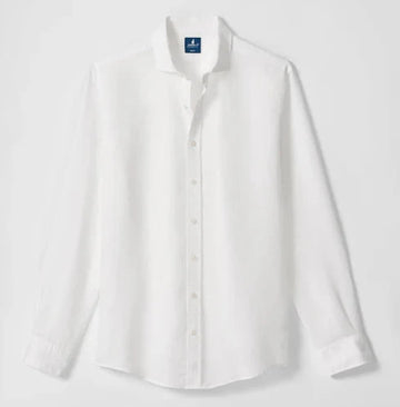 McCarthy Solid Linen Blend Button Down Shirt in White by Johnnie-O