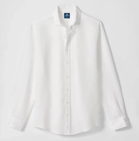 McCarthy Solid Linen Blend Button Down Shirt in White by Johnnie-O