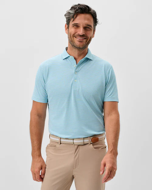 Stetson Stripe Performance Mesh Polo in Macaw by Johnnie-O