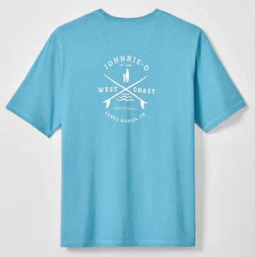 Born To Surf Cotton Blend Pocket T-Shirt in Haze by Johnnie-O