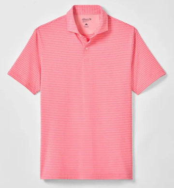 Beau Stripe Performance Jersey Polo in Pink Lemonade by Johnnie-O