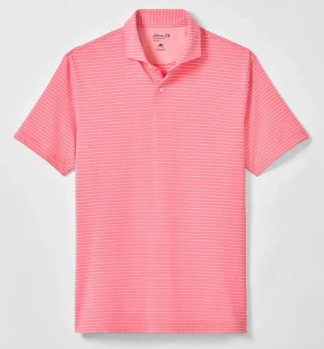 Beau Stripe Performance Jersey Polo in Pink Lemonade by Johnnie-O