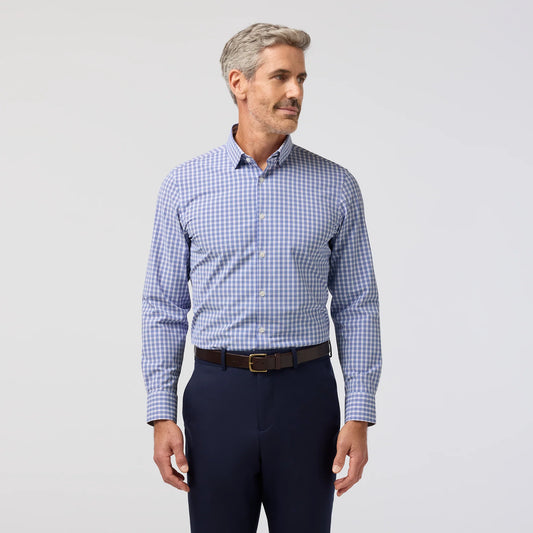 Leeward Long Sleeve Dress Shirt in Cobalt Dennis Plaid by Mizzen+Main