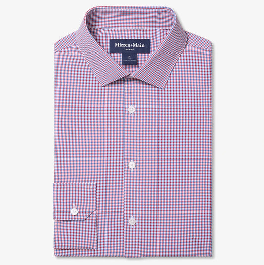 Leeward Long Sleeve Dress Shirt in Red Hot Sam Plaid by Mizzen+Main