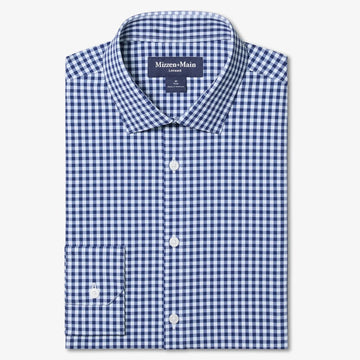 Leeward Long Sleeve Dress Shirt in Midnight Navy Crew Gingham by Mizzen+Main