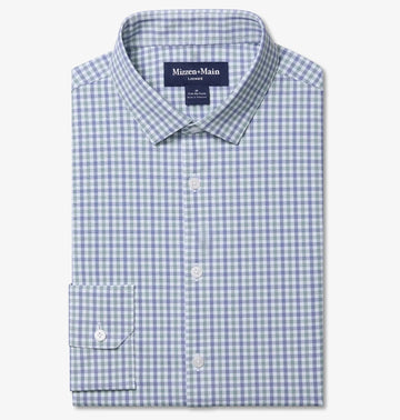 Leeward No Tuck Long Sleeve Dress Shirt in Olive Miles Plaid by Mizzen+Main