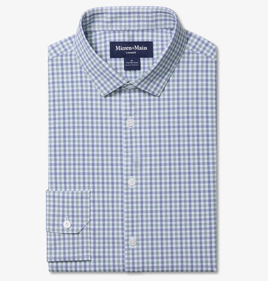 Leeward No Tuck Long Sleeve Dress Shirt in Olive Miles Plaid by Mizzen+Main