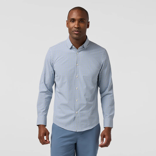 Leeward No Tuck Long Sleeve Dress Shirt in Olive Miles Plaid by Mizzen+Main