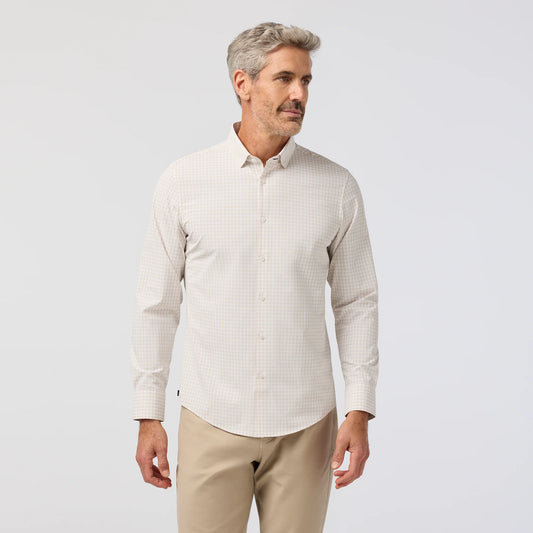 Leeward No Tuck Long Sleeve Dress Shirt in Sand Dollar Crew Gingham by Mizzen+Main