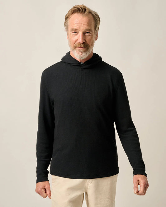 Brinson Drirelease Waffle Hoodie in Black by Johnnie-O