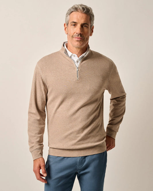 Hanks "Lightweight Sully" 1/4 Zip Pullover in Hazlenut by Johnnie-O