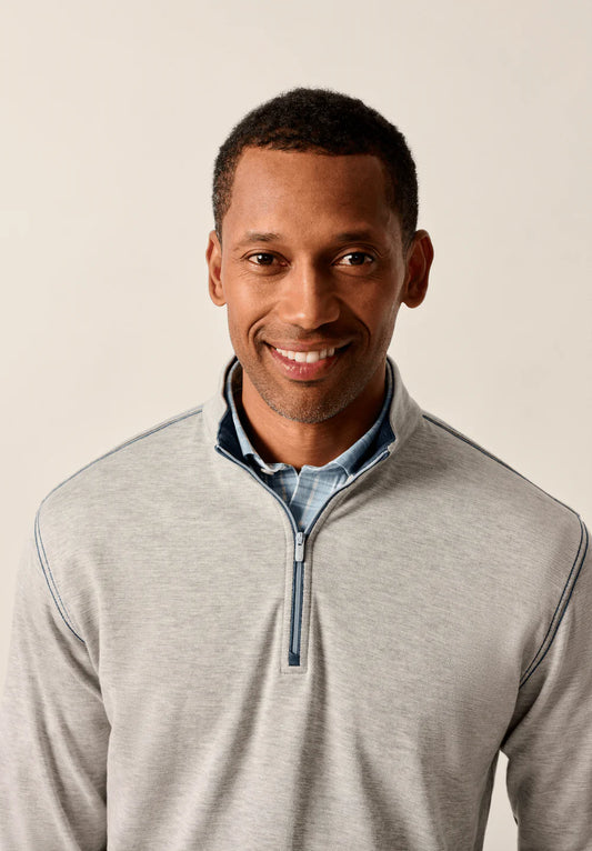 Hanks "Lightweight Sully" 1/4 Zip Pullover in Light Gray by Johnnie-O