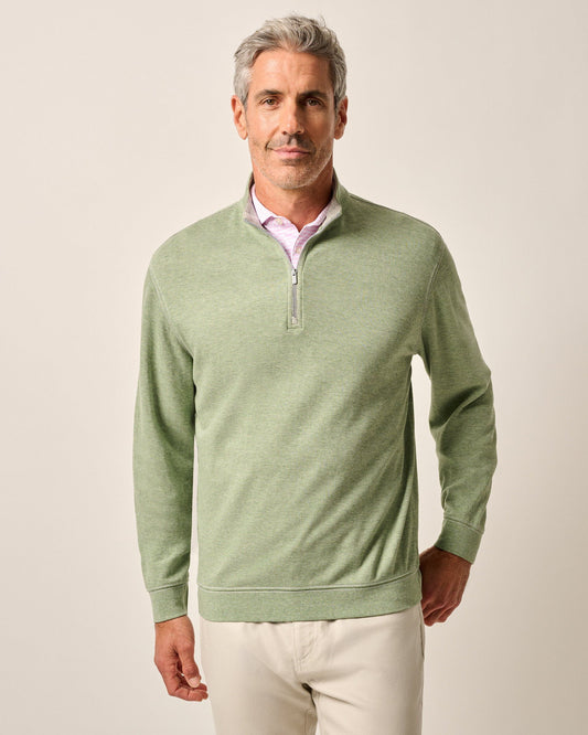 Hanks "Lightweight Sully" 1/4 Zip Pullover in Clover by Johnnie-O