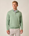 Desmond Plaited Cotton Blend 1/4 Zip Sweater in Green Grass by Johnnie-O