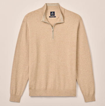 Desmond Plaited Cotton Blend 1/4 Zip Sweater in Sand by Johnnie-O
