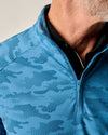 Talbert Camo Performance 1/4 Zip Waffle Pullover in Barrels Blue by Johnnie-O