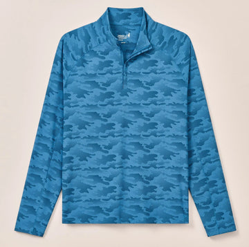 Talbert Camo Performance 1/4 Zip Waffle Pullover in Barrels Blue by Johnnie-O