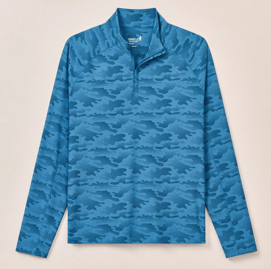 Talbert Camo Performance 1/4 Zip Waffle Pullover in Barrels Blue by Johnnie-O