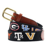 SEC Needlepoint Belt on Black by Smathers & Branson - NEW TEAMS JUST ADDED!