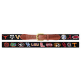 SEC Needlepoint Belt on Black by Smathers & Branson - NEW TEAMS JUST ADDED!