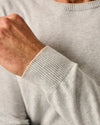 Wren Plaited Cotton Blend Crewneck Sweater in Light Gray by Johnnie-O