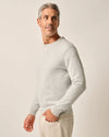 Wren Plaited Cotton Blend Crewneck Sweater in Light Gray by Johnnie-O