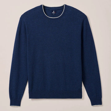 Wren Plaited Cotton Blend Crewneck Sweater in Navy by Johnnie-O