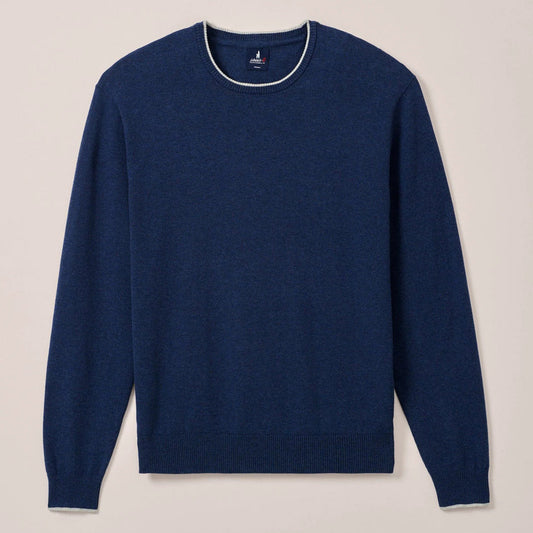 Wren Plaited Cotton Blend Crewneck Sweater in Navy by Johnnie-O