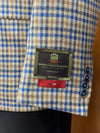 Wool, Silk & Linen Blend Plaid Sport Coat in Tan/Blue by TailoRed