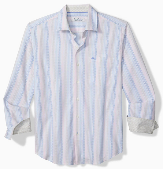 Sarasota Stretch Villa Stripe IslandZone Shirt in Dew Drop by Tommy Bahama