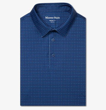 Versa Polo in Midnight Navy Open Dot Stripe by Mizzen+Main