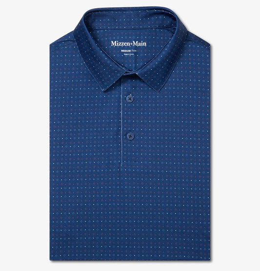 Versa Polo in Midnight Navy Open Dot Stripe by Mizzen+Main