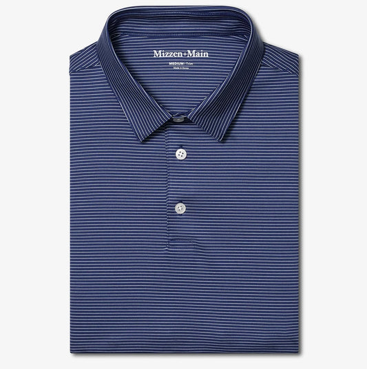 Versa Polo in Cobalt Balanced Stripe by Mizzen+Main