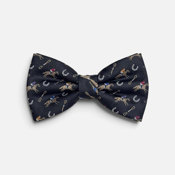"Riders Up" 100% Silk Bow Tie in Black by Logan's
