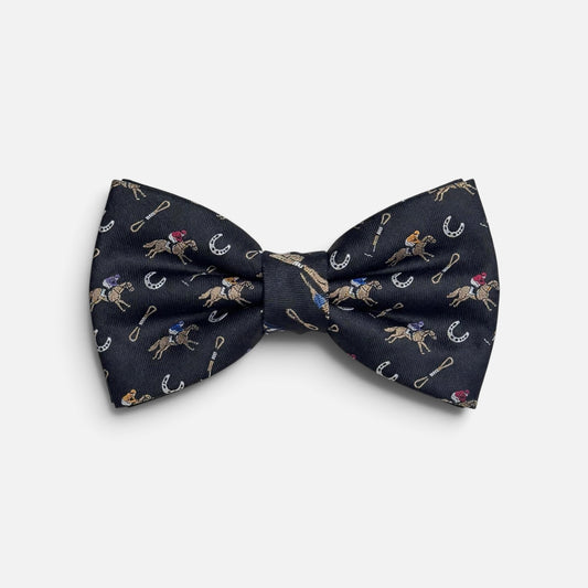 "Riders Up" 100% Silk Bow Tie in Black by Logan's