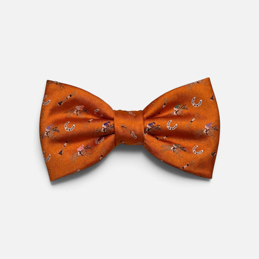 "Riders Up" 100% Silk Bow Tie in Orange by Logan's