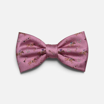 "Riders Up" 100% Silk Bow Tie in Pink by Logan's