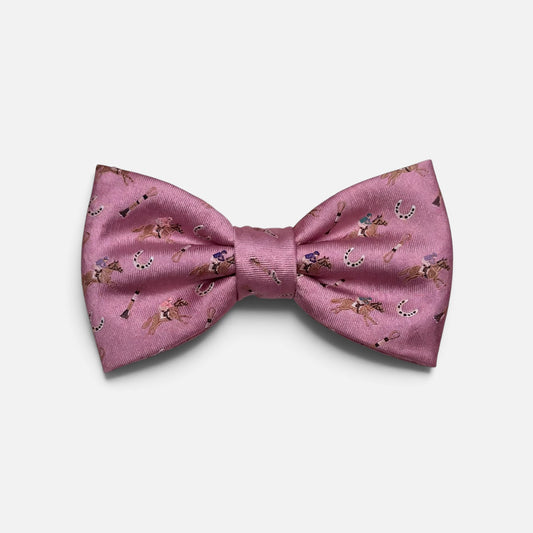 "Riders Up" 100% Silk Bow Tie in Pink by Logan's
