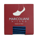 Men's Stripe Invisible Touch No Show Liner Sock in Royal Blue by Marcoliani