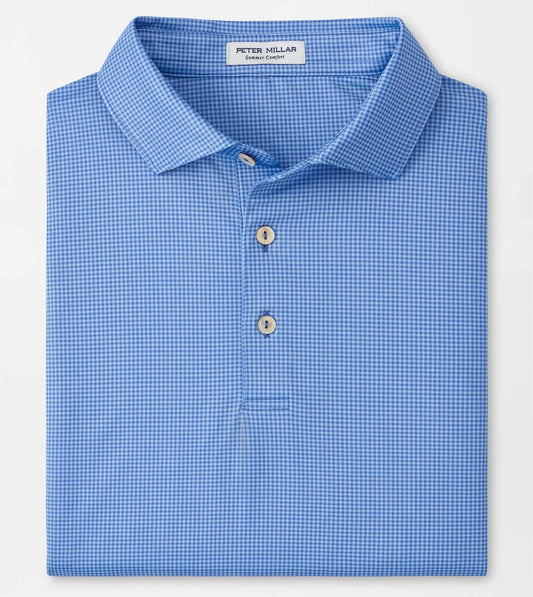 Gingham Performance Jersey Polo in Evening Tide by Peter Millar